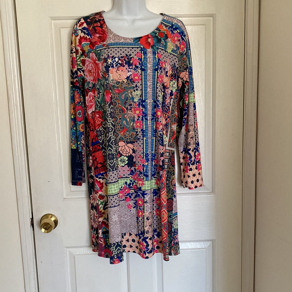 Johnny Was Multi-colored Verdell Floral Patchwork Print Dress XS